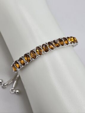 Swarovski Crystal Elements Silver Slide Bracelet Topaz Bridal Prom Formal